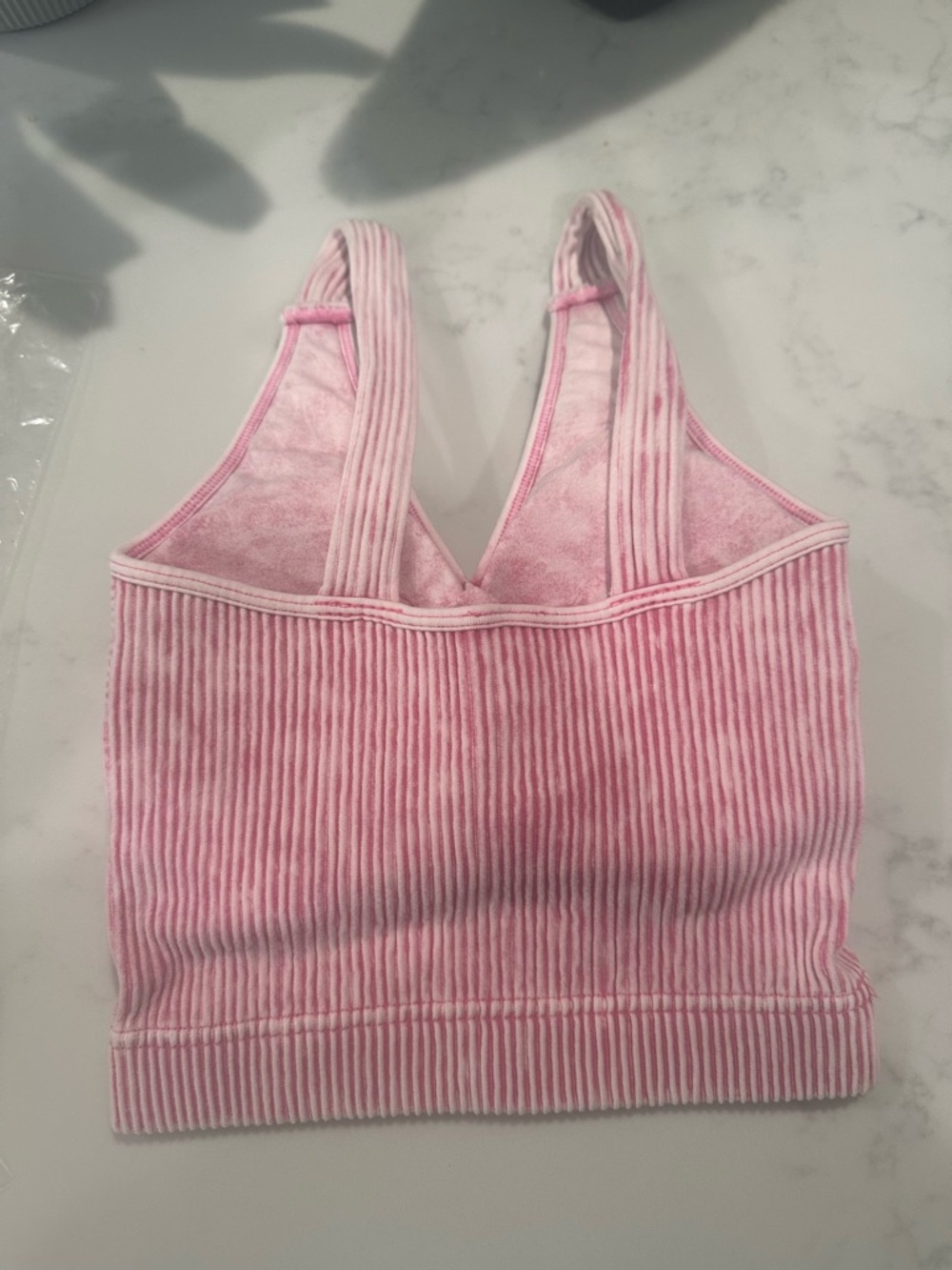 ⭐️Washed Ribbed Cropped Bra Padded V-neck Tank Top S/M - Picture 3 of 4
